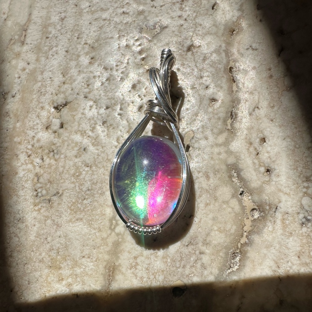 Sterling Silver Mystic Opal Necklace Pendant
